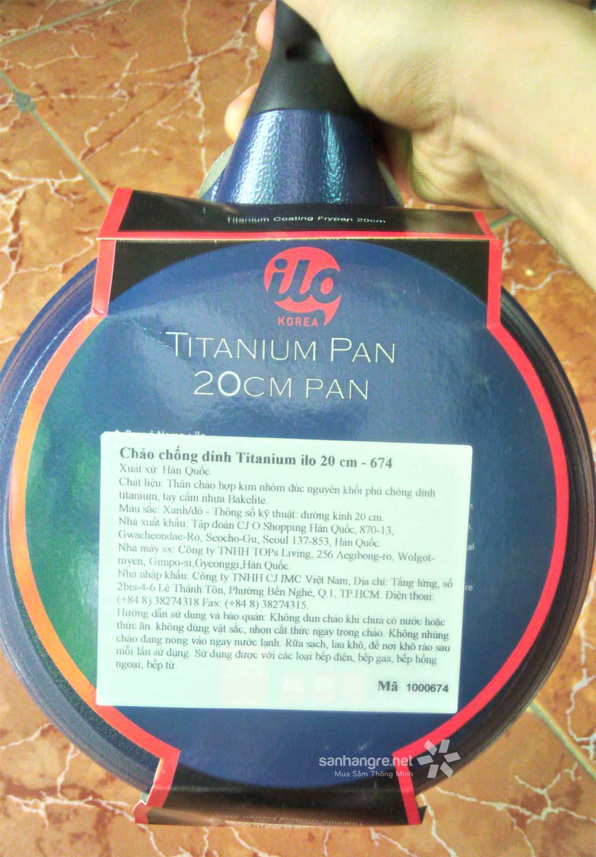 Chảo chống dính 20cm ilo Kitchen Titanium Hàn Quốc cao cấp đáy từ