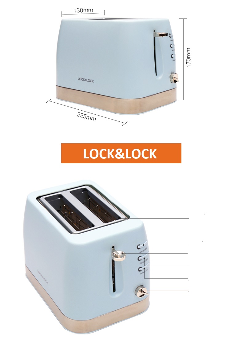Máy nướng bánh mì 6 cấp độ Lock&Lock EJB221BLU 730W