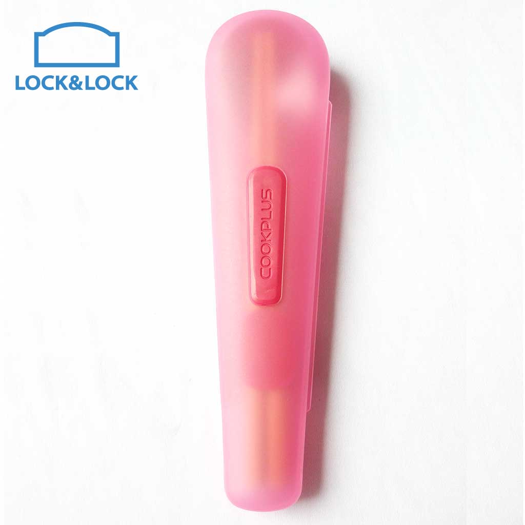 Bộ đũa tre, thìa Inox và hộp nhựa đựng Lock&lock Cookplus HPL103PIK màu hồng