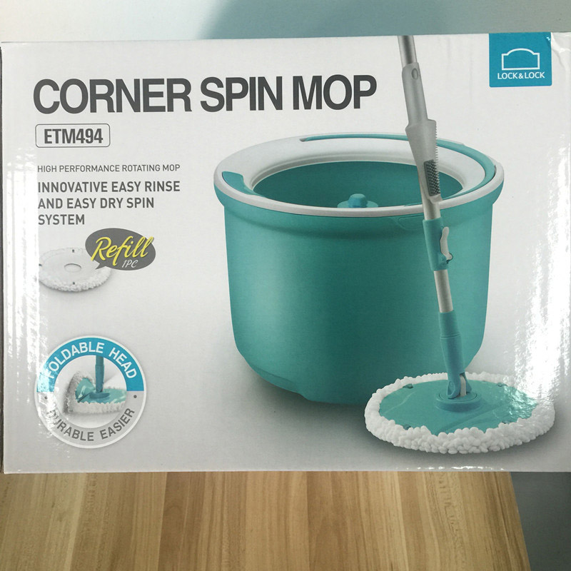 Bộ lau nhà xoay tay 360 độ Lock&Lock Corner ETM494 kèm 2 bông lau