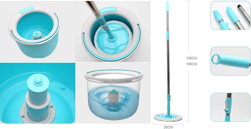 Bộ lau nhà xoay tay 360 độ Lock&Lock Corner ETM494 kèm 2 bông lau