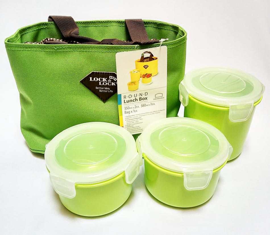 Bộ 3 hộp đựng cơm và túi giữ nhiệt Lock&lock HAF100R3