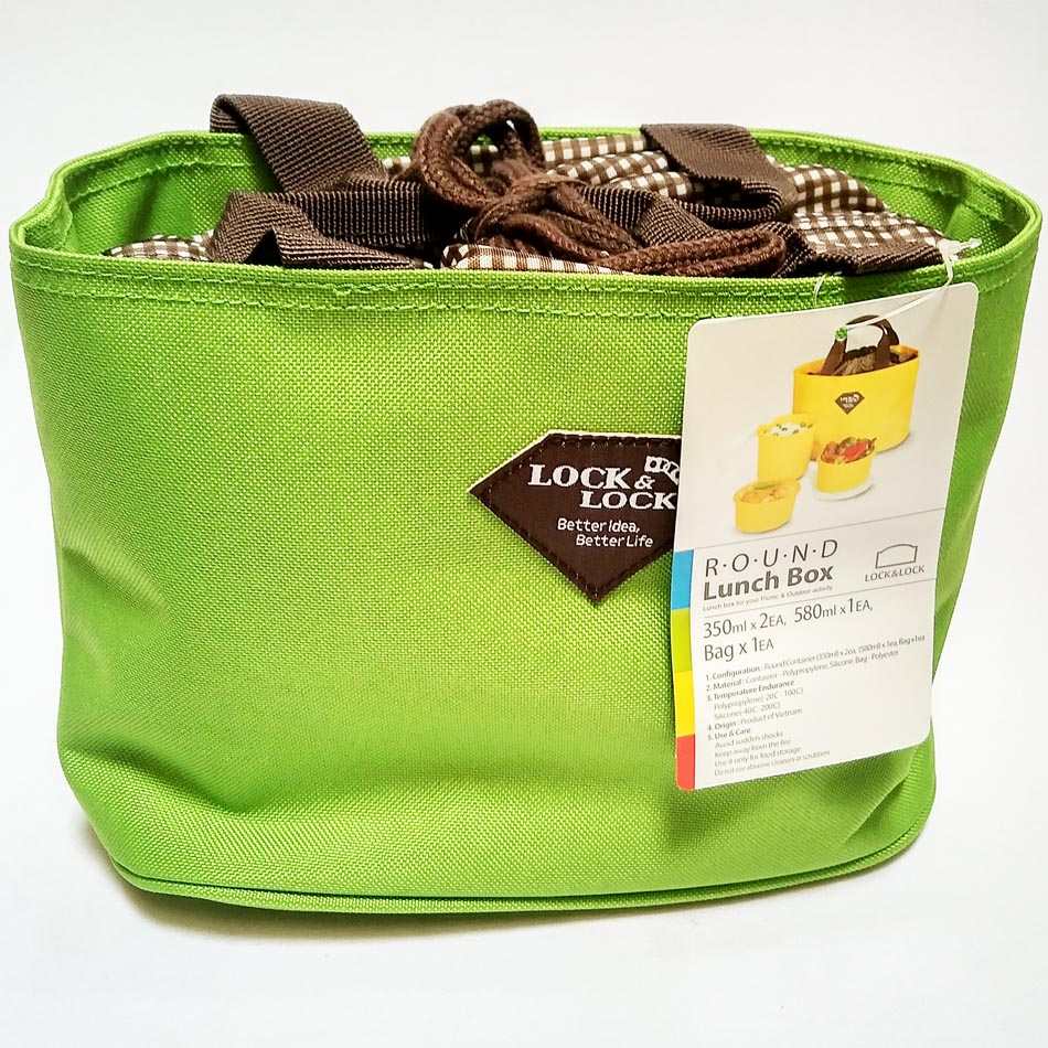Bộ 3 hộp đựng cơm và túi giữ nhiệt Lock&lock HAF100G3