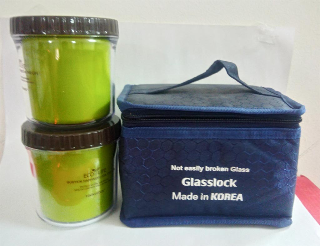 Bộ 2 hộp nhựa giữ nhiệt Ecolife Lock&lock và túi giữ nhiệt Glasslock
