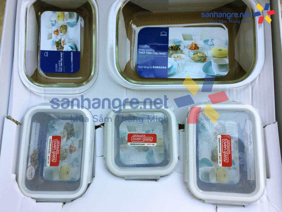 Bộ 5 món thủy tinh chịu nhiệt Lock&lock Samsung - LLG430S5DA
