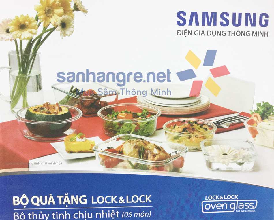 Bộ 5 món thủy tinh chịu nhiệt Lock&lock Samsung - LLG430S5DA