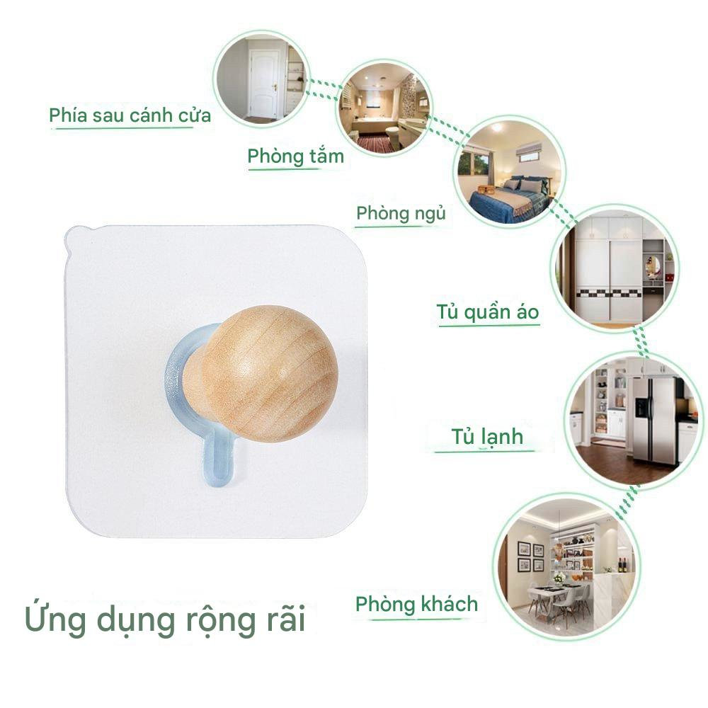 Bộ 4 Móc Gỗ Treo Đồ Dính Tường SHR-4135