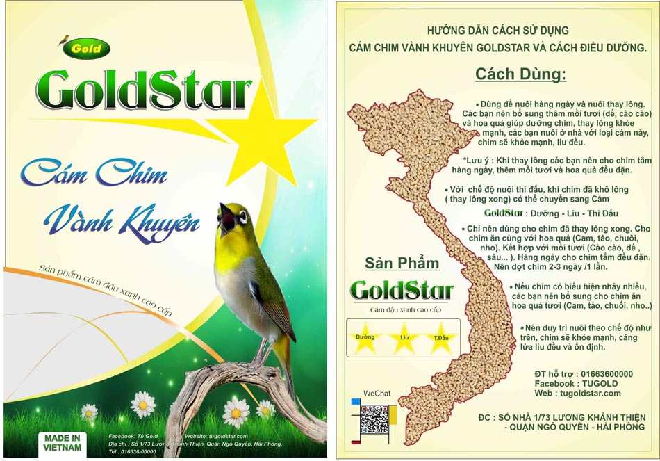 Cám chim vành khuyên Gold Star - Dưỡng gói 200gram