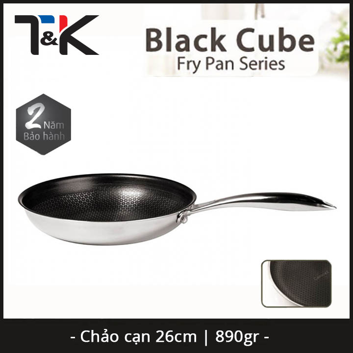 Chảo chống dính Inox 304 J&K Blackcube nhập khẩu 26cm dùng bếp từ
