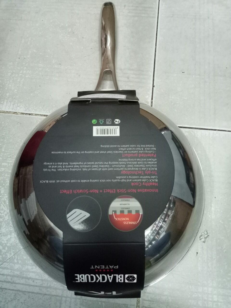Chảo chống dính sâu lòng Inox 304 đường kính 28cm J&K Blackcube nhập khẩu dùng bếp từ, bảo hành 2 năm