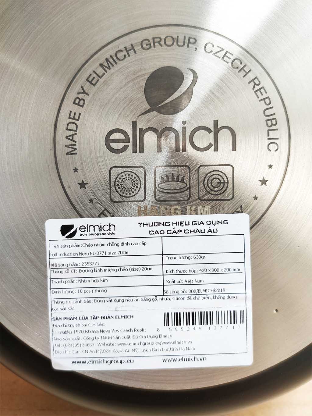 Chảo nhôm chống dính cao cấp đáy từ Full Induction Elmich Nero Premium 20cm EL-3771