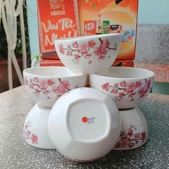 Bộ 6 bát sứ hoa đào cao cấp Dong Hwa