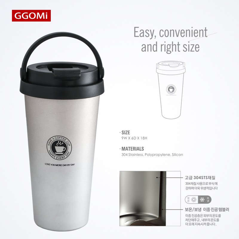 Ly giữ nhiệt Inox 304 GGOMI Hàn Quốc Clip Tumbler GG735 dung tích 520ml