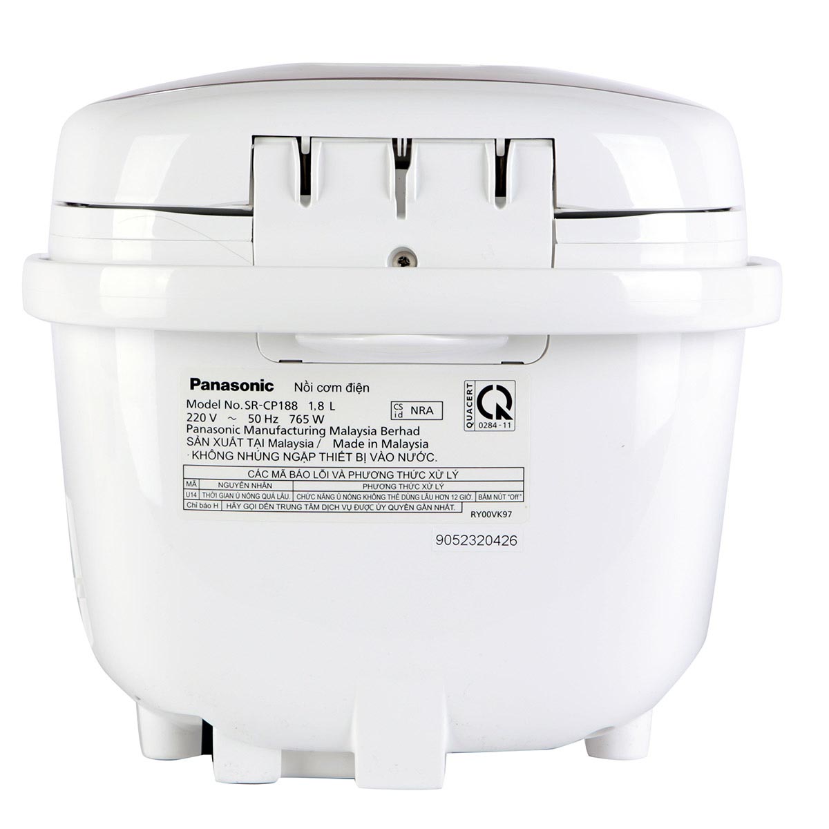 Nồi cơm điện tử Panasonic SR-CP188NRA dung tichs 1.8 lít sản xuất Malaysia - Hàng chính hãng bảo hành 12 tháng