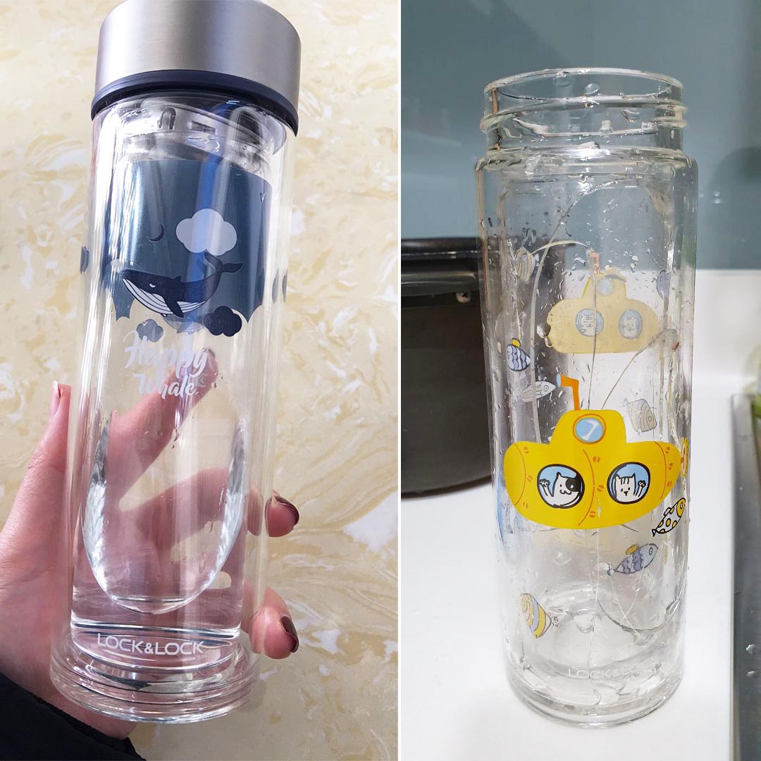 Bình lọc trà thủy tinh chịu nhiệt Lock&Lock LLG627YEL dung tích 320ml hoa tiết Tàu ngầm vàng