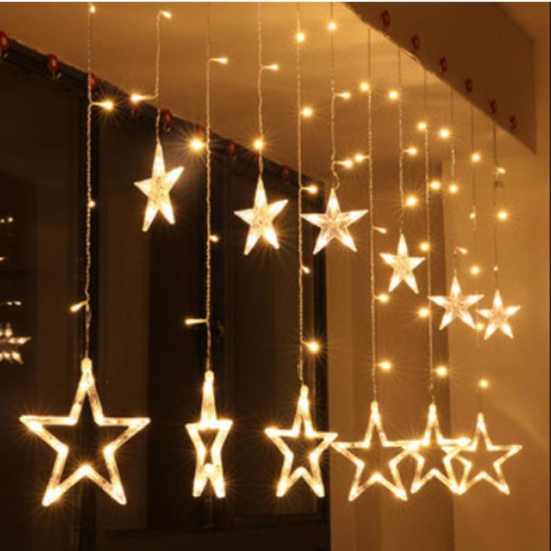 Bộ 12 đèn nháy led nhiều màu trang trí hình ngôi sao 8 chế độ 2.5m