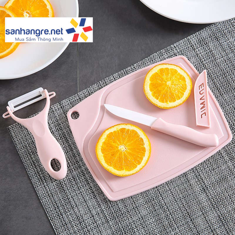 Bộ dao thớt gọt tỉa phủ sứ ceramic Komeki Nhật Bản KM-4214