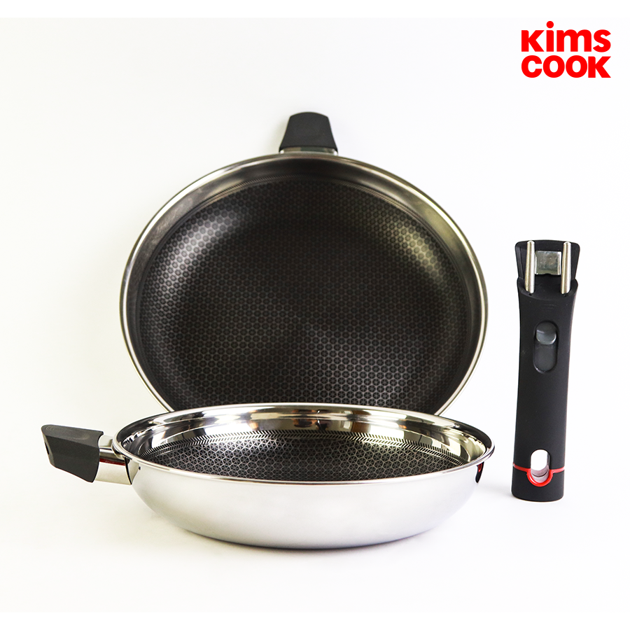 Chảo Wok sâu lòng 28cm đa năng Kimscook Blackcube 3 lớp đúc liền đáy từ chống dính