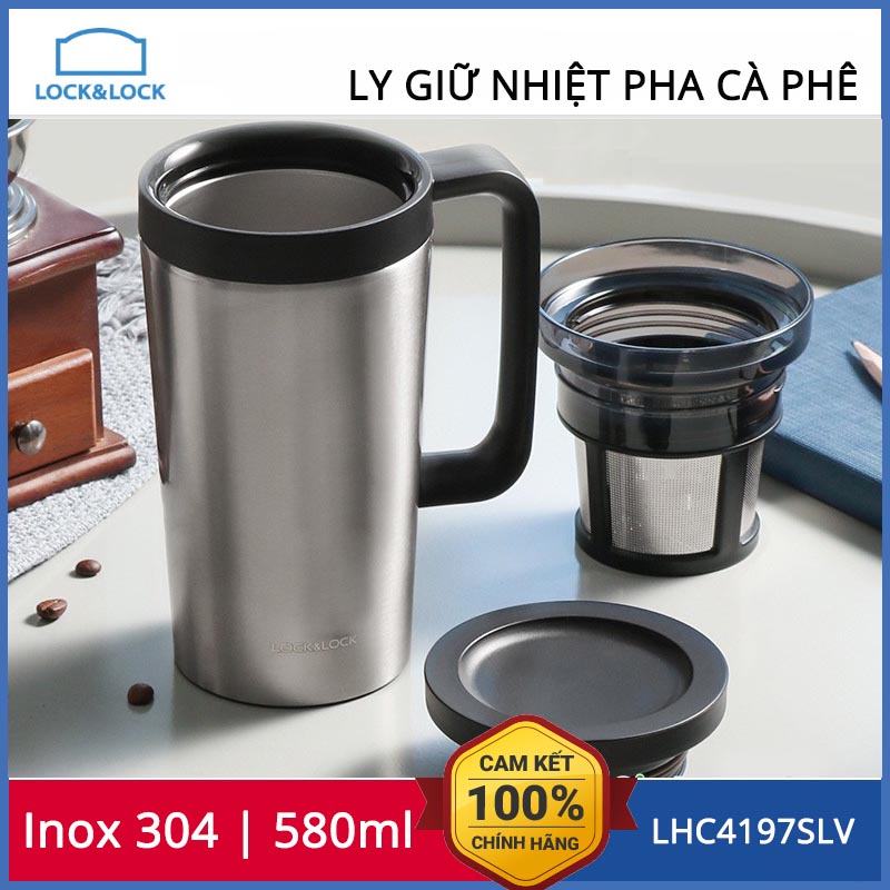 Ly Giữ Nhiệt Pha Cà Phê Lock&Lock Coffee Filter Mug 580ml LHC4197SLV