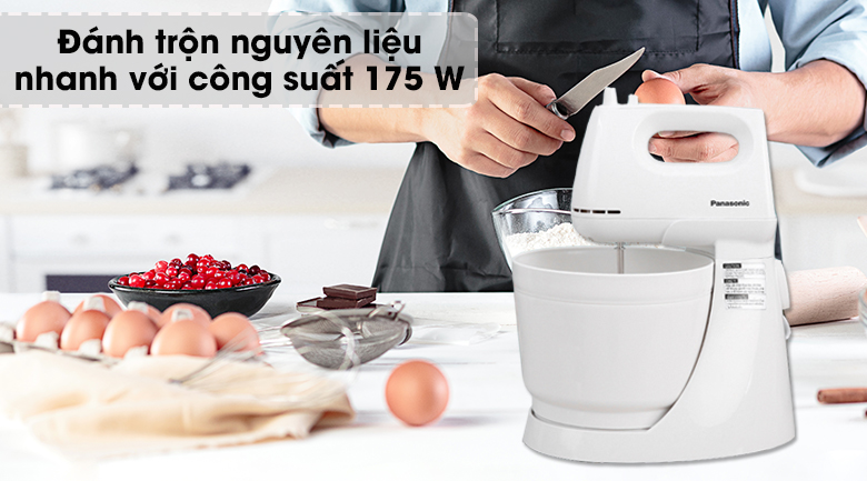 Máy đánh trứng, khuấy bột kèm tô Panasonic MK-GB3WRA - Hàng chính hãng, bảo hành 12 tháng
