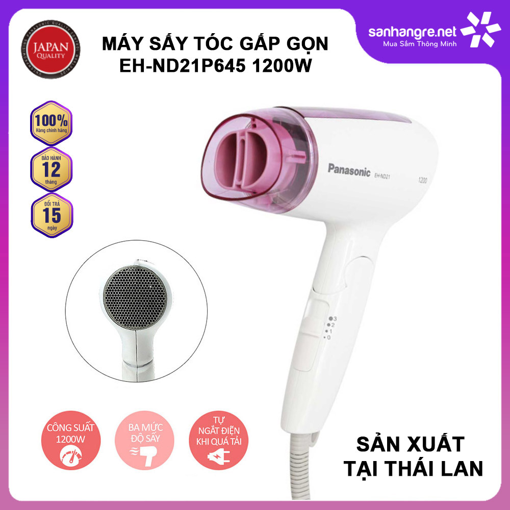 Máy sấy tóc gấp gọn Panasonic EH-ND21P645 công suất 1200W sản xuất Thái Lan - Hàng chính hãng bảo hành 12 tháng