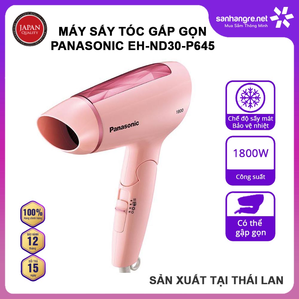 Máy sấy tóc gấp gọn 1800W Panasonic EH-ND30-P645 sản xuất Thái Lan - Hàng chính hãng bảo hành 12 tháng