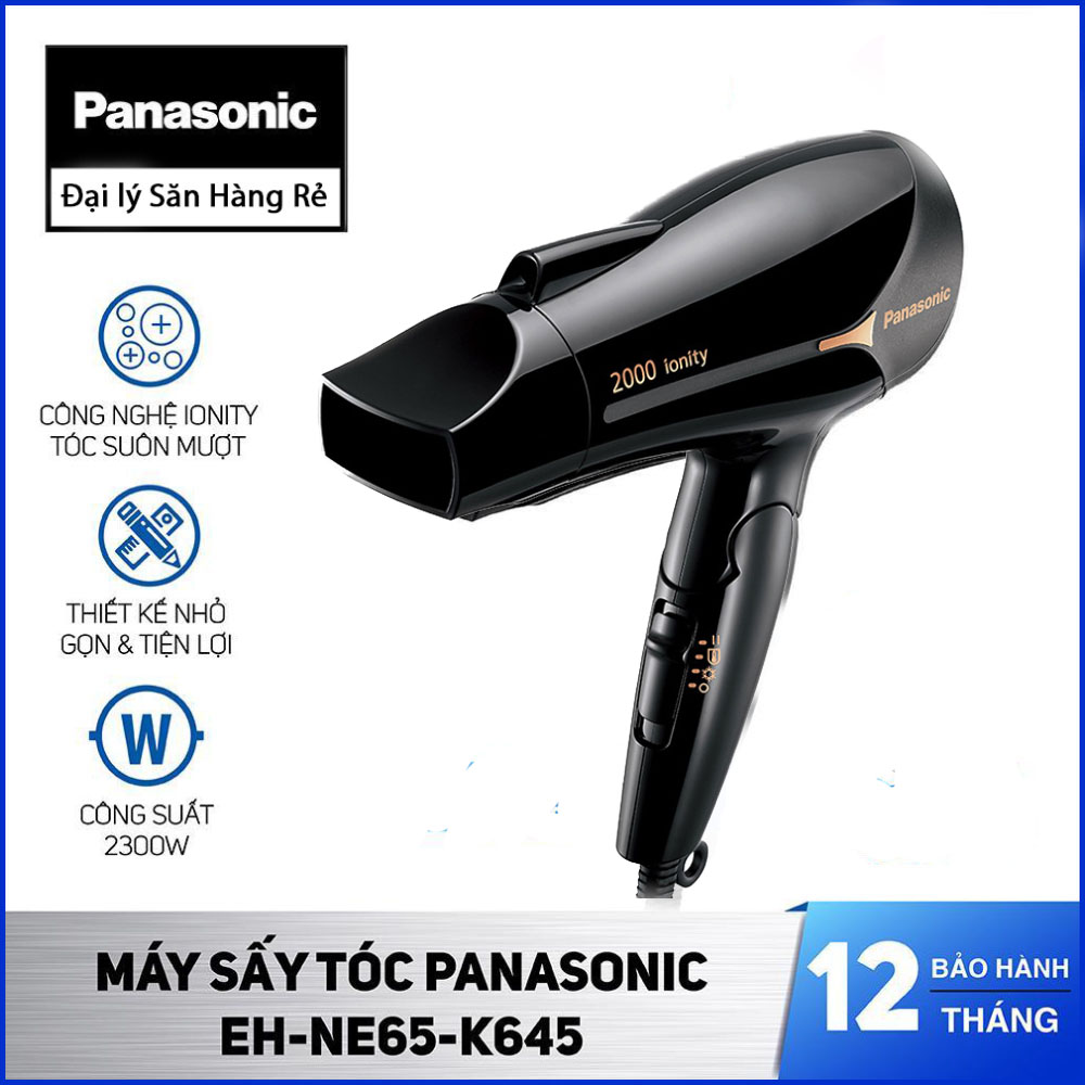 Máy Sấy Tóc Ion Panasonic EH-NE65-K645 (Đen) chính hãng, bảo hành 12 tháng tặng kèm 1 hộp kem ủ tóc