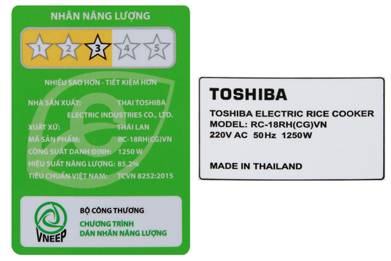 Nồi cơm điện cao tần 1 lít Toshiba RC-10RHCGVN sản xuất tại Thái Lan, hàng chính hãng bảo hành 12 tháng