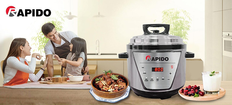 Nồi áp suất điện đa năng Rapido RPC900-D dung tichs 5 lít