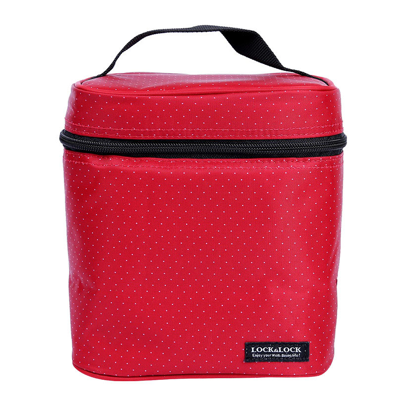 Bộ túi giữ nhiệt và 3 hộp thủy tinh chịu nhiệt Lock&Lock Oven Glass LLG422S4DR màu đỏ - Hàng chính hãng